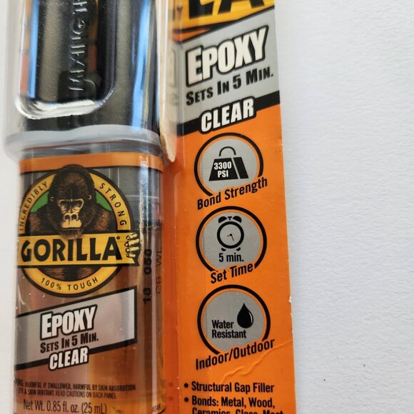 Gorilla Glue Clear Epoxy 5 minutes .85 fl oz Clear Water Resistant Gap-filling B - Picture 5 of 14
